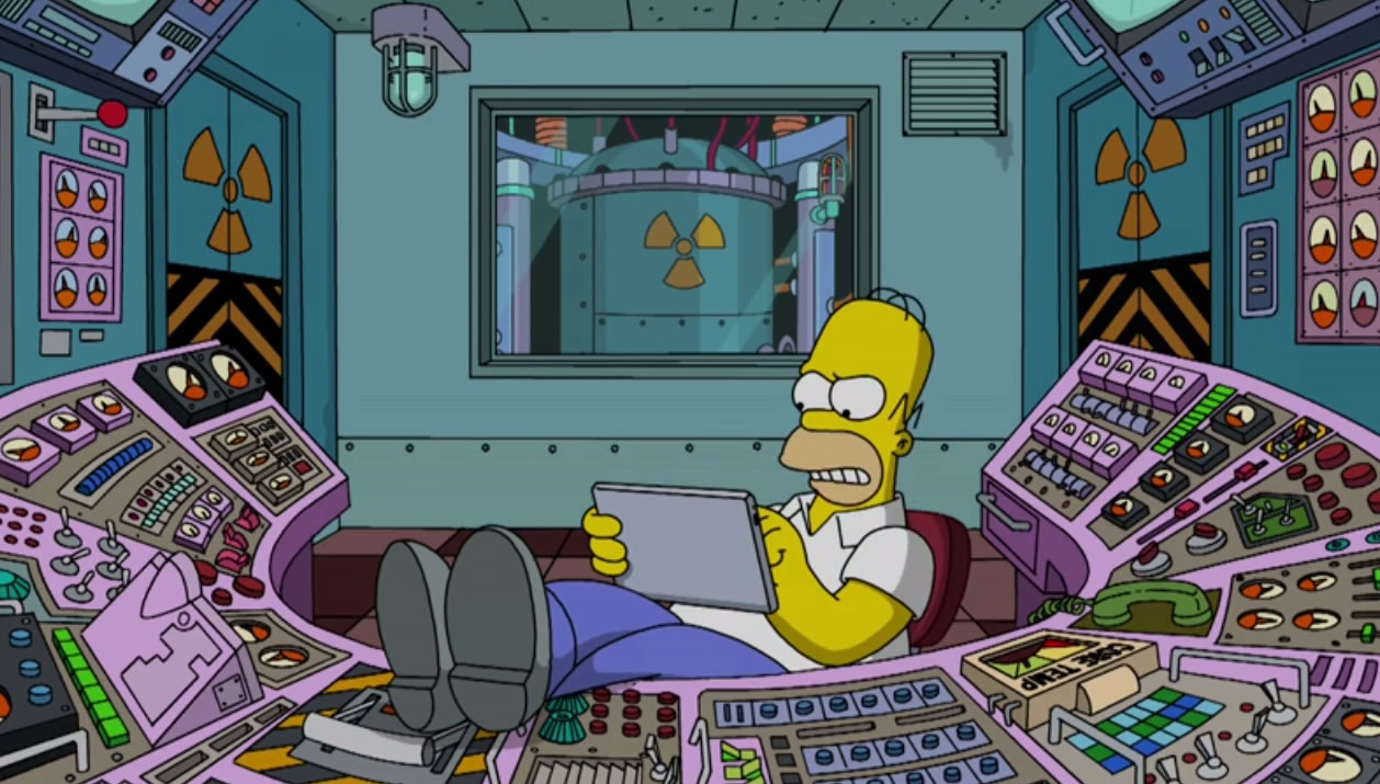 Homer Simpson at control panel in Sector 7G